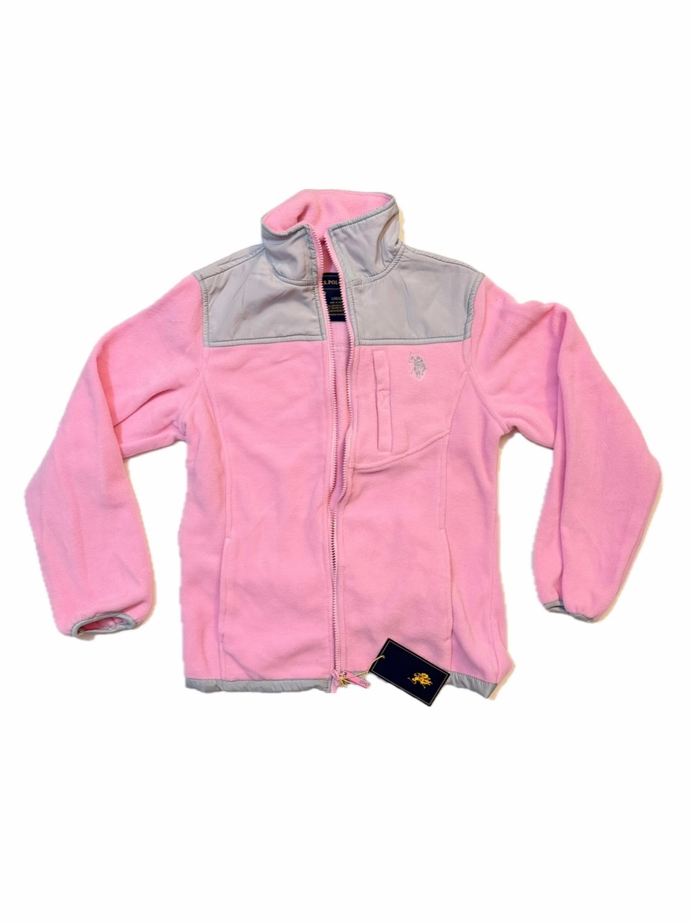 U.S. Polo Assn. Full Zip Pink Fleece Jacket Girls Large